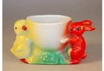 1930s Egg Cup formed with a small bunny and a small chick