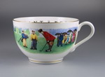 Pair of Royal Worcester Golfing Cups and Saucers