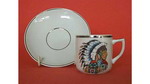 Miniature Cup and Saucer decorated with Indian Chief