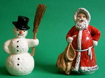 Goebel Ceramic Figures of Santa Claus and a Snowman