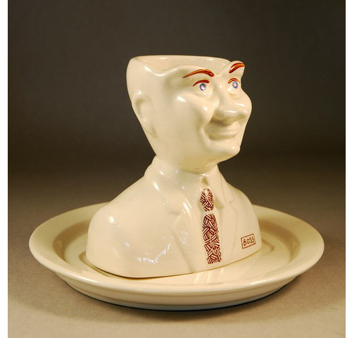 Carlton Ware Novelty Egg Cup formed as a Bank Manager + stand