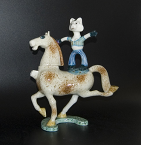 Cat on Horse Ltd. Ed. Teapot by Roger Michell - (Sold)