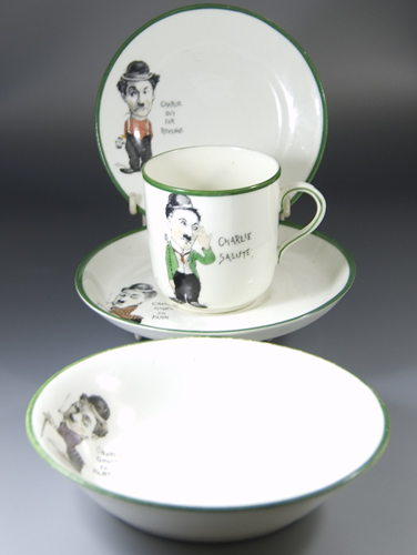 Paragon China Charlie Chaplin Cup, Saucer,Teaplate & Bowl (Sold)