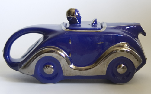 1930s Dark Blue Racing Car Teapot - OKT42 by Sadler (Sold)