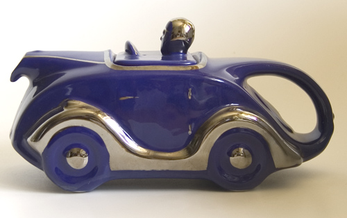 1930s Dark Blue Racing Car Teapot - OKT42 by Sadler (Sold)