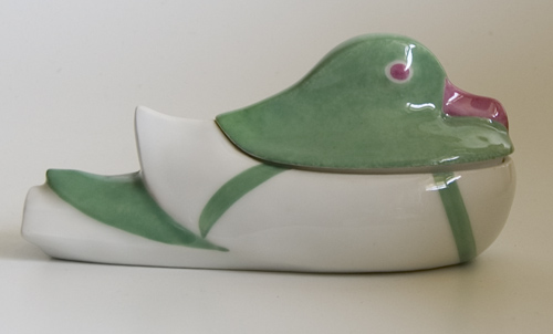 Porcelain Mandarin Duck Sugar Bowl by Edouard Marcel Sandoz