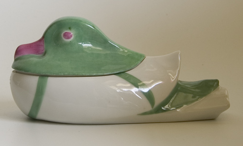 Porcelain Mandarin Duck Sugar Bowl by Edouard Marcel Sandoz