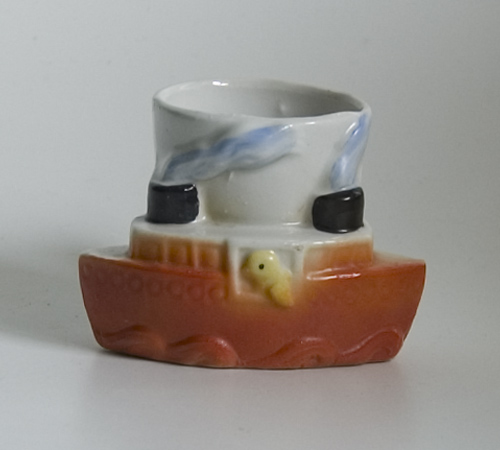 1920s Scarce Whistle Egg Cup Modelled as a Steamship (Sold)