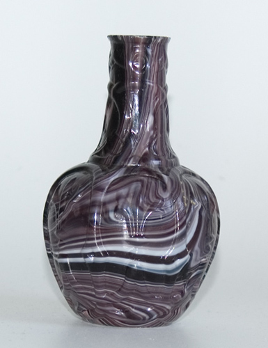 19th C. Marbled Glass Vase - Prince of Wales Feathers decoration