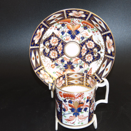 Early handpainted 19th C. Derby duo in the Japan pattern