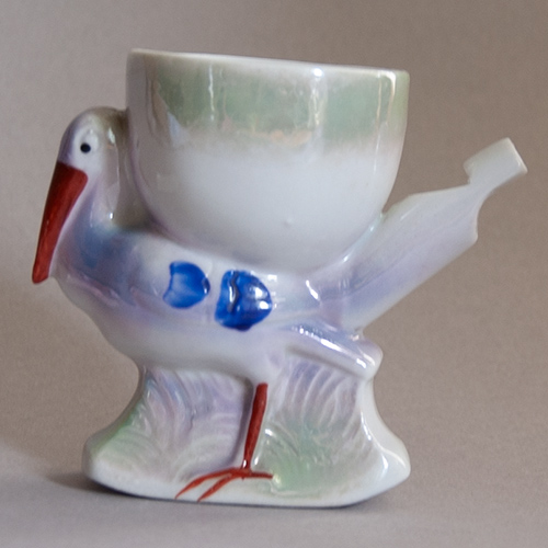 A Rocking Whistle Eggcup Formed as a Stork