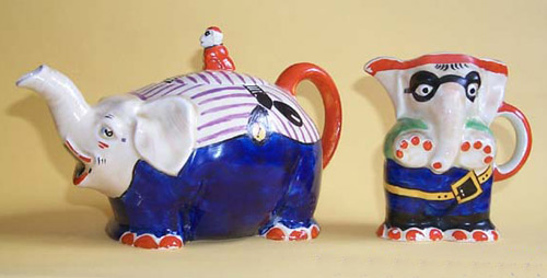 Royal Venton Ware Elephant Tea Pot and Milk Jug - (Sold)