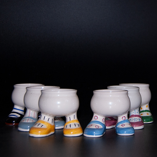 A Set of 6 Carlton Ware / Lustre Pottery Walking Ware Egg Cups