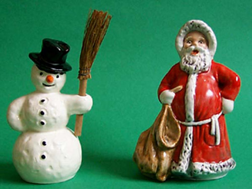 Goebel Ceramic Figures of Santa Claus and a Snowman