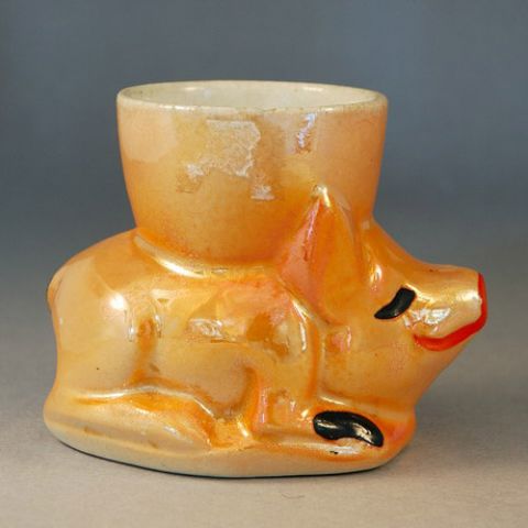 1930s lustre Egg Cup modelled as a pig